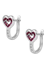 ravishing teensy-weensy silver heart July birthstone earrings for kids